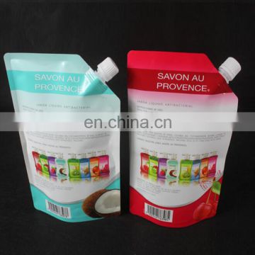 Customized Reusable Juice Drink Food Packaging Bag/ Liquid Stand up Spout Pouch with Top Spout