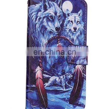 wolves magetic stand pu leather wallet case with card slot for iphone 7 pro