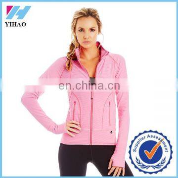 Trade Assurance Yihao 2015 Woman Solid Custom Sportswear Gym Wear Fitwear Zipper Track Top Sweatshirt