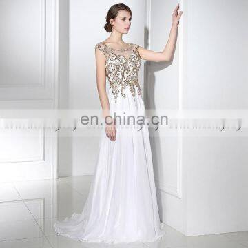 Best Selling Cap Sleeve Exquisite Beaded Chiffon Long Evening Dresses LX288 photo-3