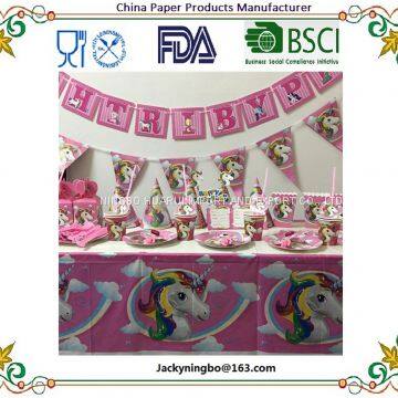 Cartoon Party Tableware Cup Straw Plate Napkins Candy Box Banner Flags Kid's Birthday Party Decorations Supplies photo-3