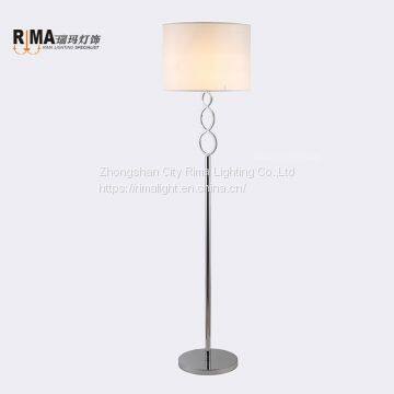 Fancy Decorative Fabric Classic Chrome Steel Stainless Hotel Floor Lamp Modern For Living Room