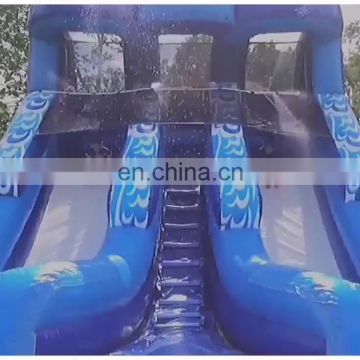 cheap commercial double splash dual lane inflatable water slide for sale