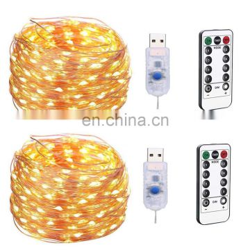 Twinkle Star Outdoor Lighting 10m 100 LED String Lights USB Powered 8 Modes Waterproof Christmas Lights