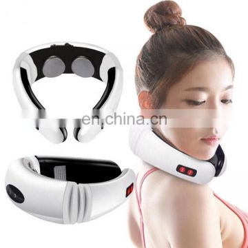 Electric U Shape Back Neck Shoulder Electrical Pulse Shock Body Massager Remote Control With Heat Portable EMS Neck Massager