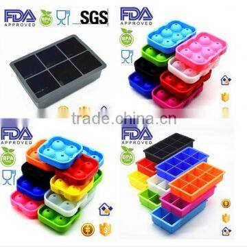 4/6/8 Cavity Reusable Ice Cube for Drink, Square / Round Shape Silicone Ice Cube Tray
