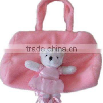 Nice plush pink handbag with bear toys