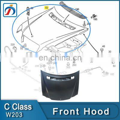 Black Classical Model C Class 200K Coupe W203 Engine Front Hood
