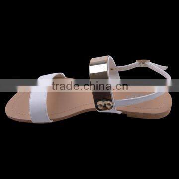 Party Wear Fancy Stylish Flat Buckled up Sandals for Girls With Shiny Upper Material photo-4