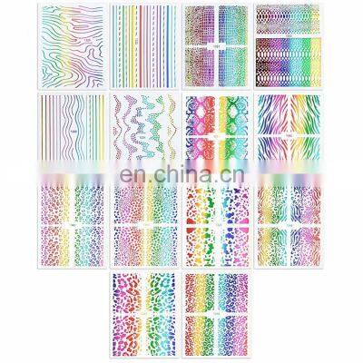 Multicolors Laser self adhesive nail stickers diy decoration Bronzing Leopard nail art sticker