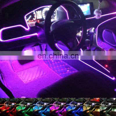 Led Car Interior Decorative Ambient Light Backlight EL Neon Strip RGB Multiple Modes App Sound Control Auto Atmosphere Lamp 12v