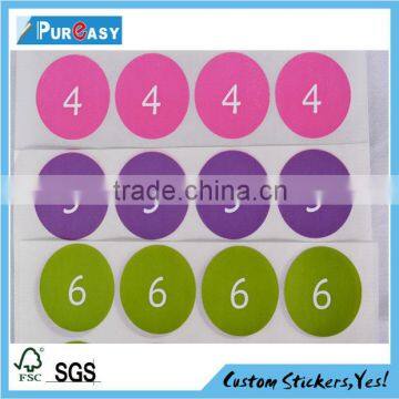 Fancy colorful customer size adhesive print serial number stickers