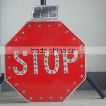 Newest design customized 600mm*600mm solar traffic warning stop sign