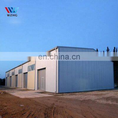 WZH cheap fire proof warehouse thermal insulation industrial steel structure plant workroom with color roofing sheet