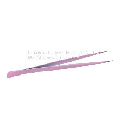 Pink Nail Enhancement Multifunctional Dual-purpose Tweezers Sticker Alloy Drill Special Pointed Double Ended Tweezers With Silicone Press Tool photo-2