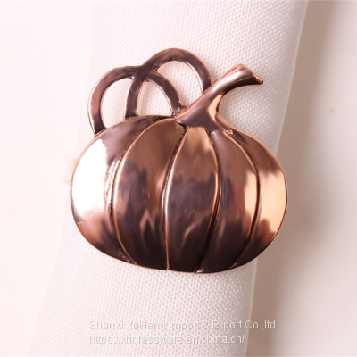 Customized Halloween Table Accessories Bronze Pumpkin Napkin Ring