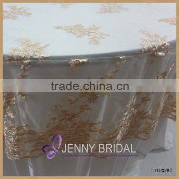 TL002R2 Embroidery Design Gold Lace Cheap Wedding Table Overlay Quality Choice photo-2