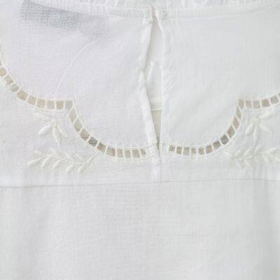 New European and American Women's Fashion Cotton Embroidery Romantic Round-neck Shirt photo-3
