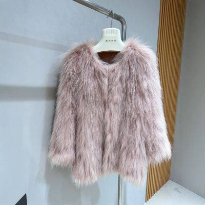 Fashion Internet Celebrity Real Hair New Raccoon Wool Fur Coat for Women in Autumn and Winter Mid-length Coat photo-4