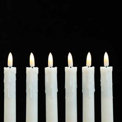 10Inch Flameless Flickering White/Ivory 3D Wick Dripping LED Taper Candles With Remote, Timer, Battery Powered for Home Decor photo-4