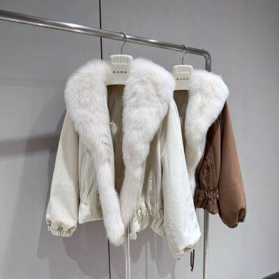European Haining fur women's fox fur goose down coat fashionable young suede coat