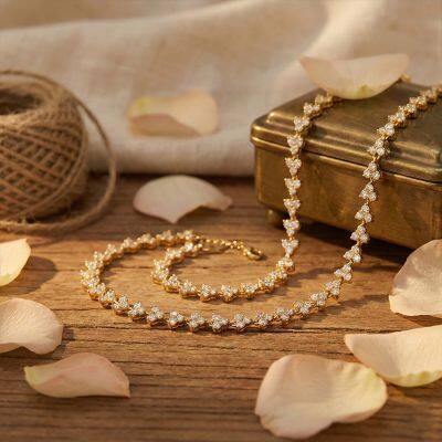 Lover Valentine's Day Gift Sparking Bling Round Love Heart Cubic Zirconia Cz Tennis Choker Necklace For Women Girlfriend photo-5