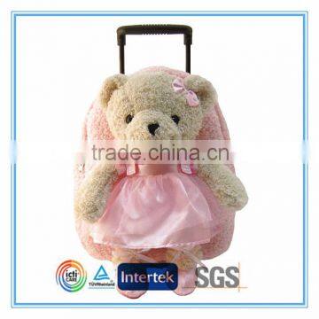 Plush trolley backpack with bear