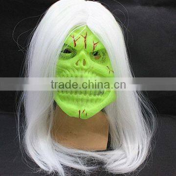 Best Selling Green Halloween Latex Mask Luminous Long Hair Latex Ghost Mask Sale Scary Mask Latex photo-3