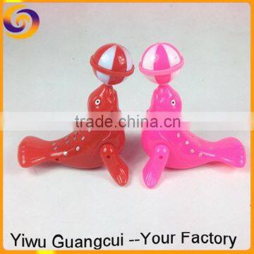 Led light sea lion toy sing with Spinning ball performance