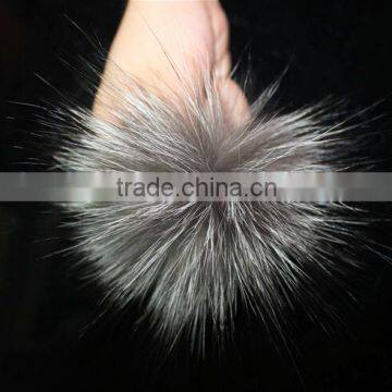 100/100 Real Silver Fox Fur Ball Pom Poms Key Chain Hat Cap Handbag Accessories