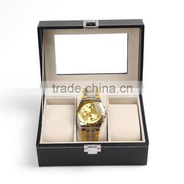 W806-3 3 Slot Grid Cheap Wholesale PU Leather Watch Packaging Display Box Quality Choice photo-3