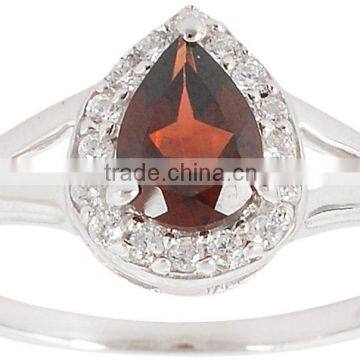 Pear & Round Shape Garnet Ring Earring Set photo-3