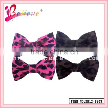 Environmental soft velvet fabric handmade girl hair bow leopard clips wholesale (XH12-1843)