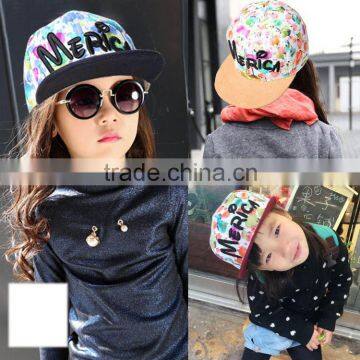 Wholesale Flower Printed Letter Merica Embroideried Children Girls Flat Caps & Hats