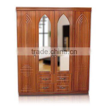 wardrobe 4 doors with middle mirrow beech color