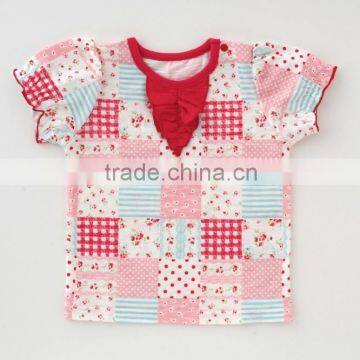 Japanese high quality wholesale products infants baby toddler clothing printed patchwork fabric desgin t-shirts for girls