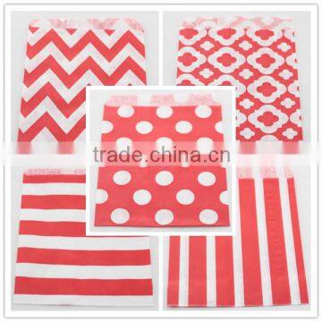 Red Chevron Mod Sailor Vertical Polka Dot Paper Treat Bag