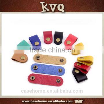 Customized newest leather tie design earphone cable winder