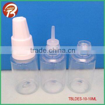 10ml PET E- liquid measuring bottle with skinny tips and childproof caps TBLDES-10