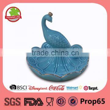 Wholesale Animal Peacock Cheap Ceramic Small Jewelry Box