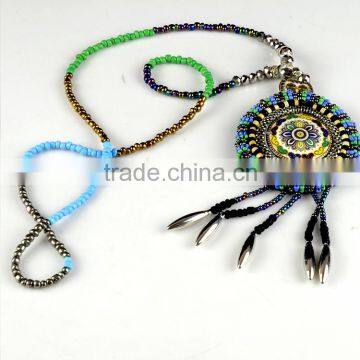 Hot selling bohemian colorful stones beads collar/bohemian pendant applique for garment accessories