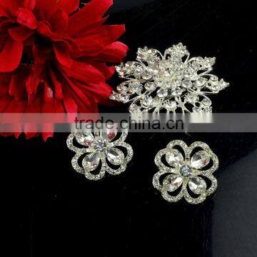 Crystal Strass Brooches Pins, Zinc Alloy Flower Crystal Stone Brooch Pins for Wedding Dress photo-2