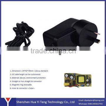 Made in China white or black 12v 1a ac Adapter 12w