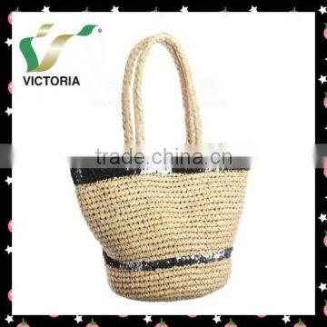 Sequin Paper Straw Tote Beach Hand Bags