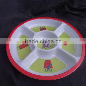 Christmas 5 section melamine divided trays