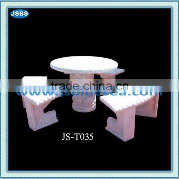 white stone garden table and 4 bench JS-T035C