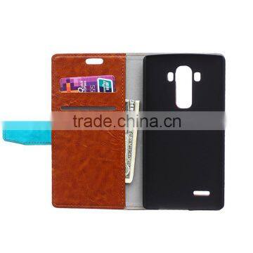 High Quality PU Leather Credit ID Card Holder Foldable Flip Cover for LG G4 Case