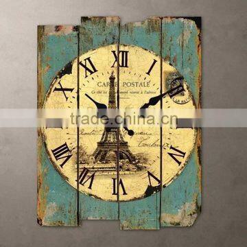 Shabby chic decorative wall clock made of wood