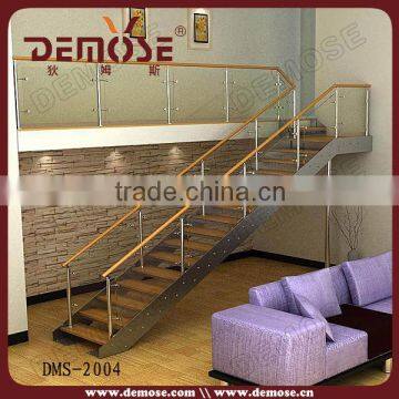 steel carriage staircase with solid wood