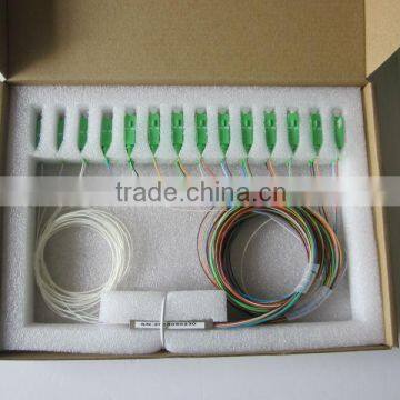 1*8 1260-1650nm Steel mini module type,0.9mm cable dia. 1.5m length,with SC/APC connector FTTH PLC Splitter